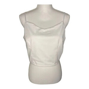 FancyInn Women’s Large White‎ Satiny Crop Top